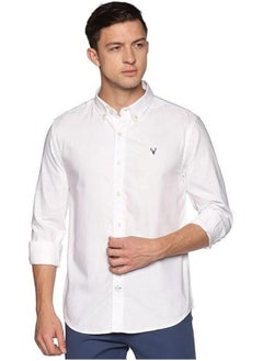 Buy Men's Button Down Slim Fit, Casual Long Sleeve Shirt - White in UAE