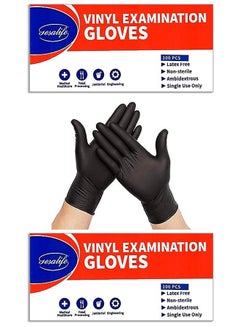 Buy Pack of 2 Powder Free Disposable Vinyl Black Gloves 100 Pcs in UAE
