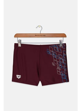 اشتري Men Graphic Print Swim Trunks, Maroon في السعودية