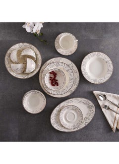 اشتري Beatrice 32-Piece New Bone China Dinner Set Serves 6 - Floral Gold في الامارات