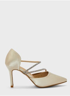 اشتري Diamante Double Strap Satin Pointed Pump في السعودية