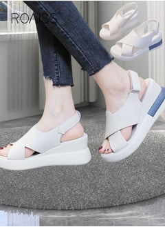 اشتري Thick Bottom Wedge Sandals Women's New Summer High-Heeled Fish Mouth Women's Shoes Soft Leather Buckle Open Toe Raised Platform Shoes في الامارات