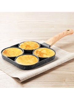 Buy Kitchen Omelette Frying Pan, 4 Hole Frying Pan, Long Handle Non-Stick Egg Fryer (General for Induction Cooker) in UAE