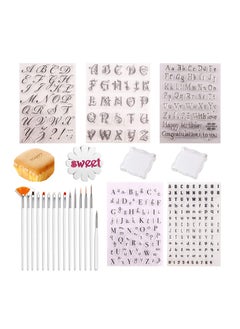 Buy Alphabet Cake Stamp Set Acrylic Stamping Blocks 5 Pieces Cake Brushes Embossed Alphabet Tool for DIY Baking in UAE