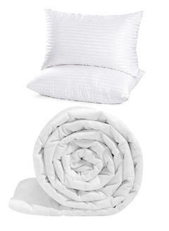 اشتري Double Size Quilted Down Duvet Insert Cotton White 240 X 260Cm With 2 Pieces Pillow في الامارات