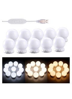 اشتري Led Vanity Lights for Mirror, Hollywood Style LED Vanity Mirror Lights Kit 10 Dimmable Light Bulbs 3 Color Modes, White LED Makeup Vanity Lights for Mirror for Table,Bathroom في الامارات