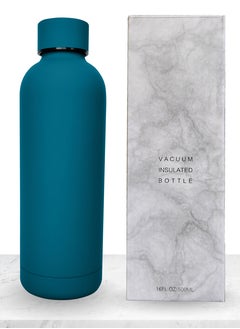 اشتري Stainless Steel Water Bottle, Double Wall Vacuum Insulated Flask, 500 ML/17 OZ, Leakproof, BPA Free, perfect for kids, school, office, gym and sports (Matte Blue) في الامارات