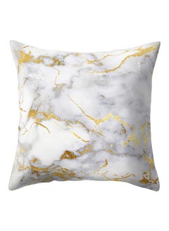 Buy Soft Marble Pattern Pillow Cover White/Gold/Black 45x45centimeter in UAE