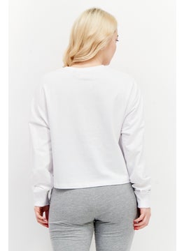 Buy Women Crew Plain Cropped Sweatshirt, White in UAE