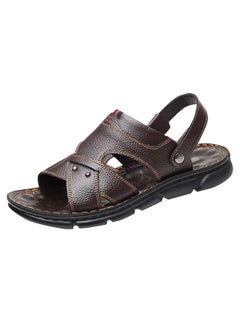 Buy Summer Leather Men's Dual Purpose Slippers with Cushioned Footbed and Contoured Arch Support in Saudi Arabia