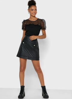 Buy Quilted Faux Leather Mini Skirt in Saudi Arabia