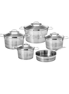 Buy Dania cookware set of 9 pieces, stainless steel, with an inscription in the middle in Saudi Arabia