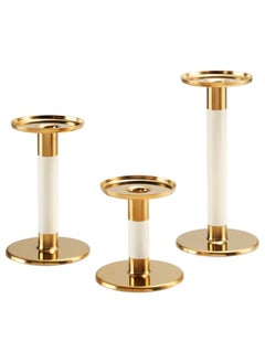 اشتري Candlestick, set of 3, ivory/gold-colour في السعودية