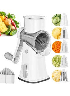 Buy Manual Drum Vegetable Slicer, 5 Sets of Interchangeable Stainless Steel Blades Kitchen Vegetable Chopper Dicer in Saudi Arabia