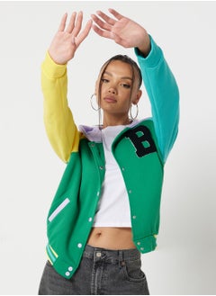 Buy Letter Patched Jacket With Hoodie in UAE