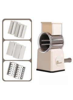 Buy Multifunctional Hand-cranked Kitchen Vegetable  Slicer and Grater Household Drum Vegetable Cutter with 2*Slices ,2*Shredded Slices ,2*Grinding Slices - Grey in Saudi Arabia