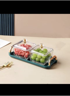 Buy 2-Piece Independent Fruit Platter Serving Dishes Relish Tray  Candy Box Dry Fruit Storage and Snacks Green in UAE