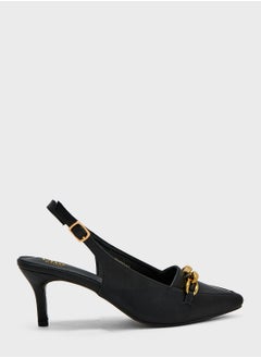 Buy Chunky Chain-Embellished Slingback Pumps in Saudi Arabia