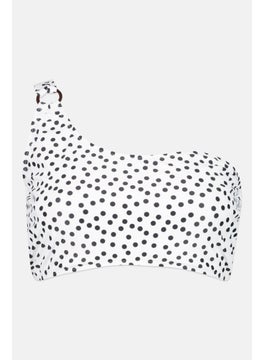 اشتري Women Polka Dot One Shoulder Bikini Top, White/Black في الامارات