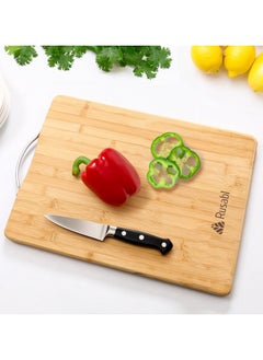 Buy Rusabl Bamboo Wooden Chopping Board (34 X 24 cms, Large) for Kitchen with Metal Handle, Vegetable Cutting Board for Kitchen Items, BPA Free, Eco-Friendly, Anti-Microbial in Egypt