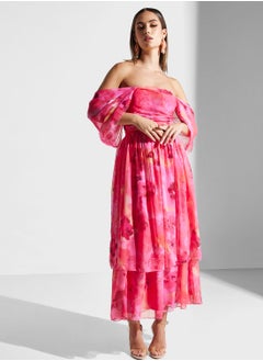 Buy Floral Ruffle Detail Dress in Saudi Arabia