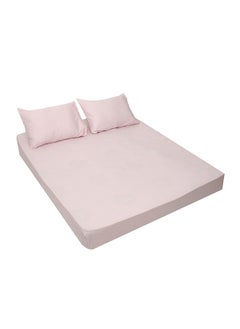 اشتري MEHALLA Fitted Sheet Set - Satin Stripe 4mm - Queen Rose في مصر