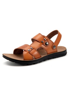 Buy Mens Sandals Leather Casual Sandals Open Toe Non-Slip Ankle Strap Fashion Summer Shoes in Saudi Arabia