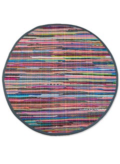 Buy Handwoven Multicolor Area Rag Rug, 36" Round in UAE