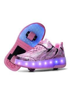 Buy LED Flash Light Sneaker Skate Shoes with Wheels USB Charging Roller Skates Shoes in Saudi Arabia