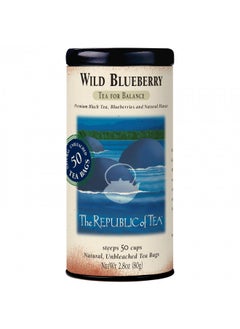 اشتري The Republic of Tea Wild Blueberry Tea, 2.8 oz Tin | 50 Tea Bags, Gourmet Black Tea | Caffeinated في الامارات