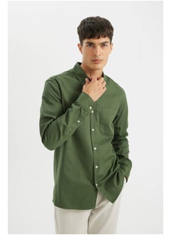 اشتري Man Woven Regular Fit Polo Neck Long Sleeve Shirt في مصر