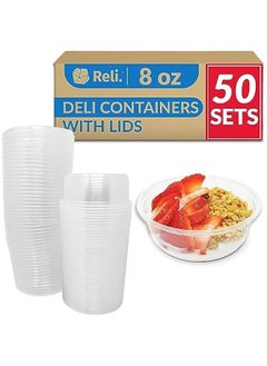 Buy Disposable Clear Soup Deli Containers with Lids, 8 oz (50 Sets) - Microwave & Freezer Safe, To Go Food Storage in Saudi Arabia