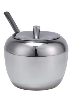 Buy Sugar Bowl with Lids and Spoon Large Stainless Steel Sugar Pot Seasoning Jar in Apple Shape for Home Kitchen 11oz 325ml in UAE