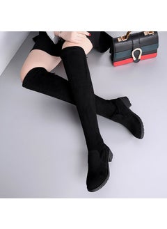 Buy Over-the-Knee Boots Womens Black New All-Match Slimming Thick Heel Pointed High Boots Shoes Flat Boots Womens ShoesBlack single 3cm Black single 3cm in UAE