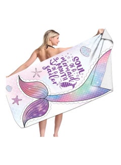 Buy Mermaid Oversized Microfiber Beach Towel, SYOSI Pink Cute Mermaid Scales Quick Dry Womens Travel Towels for Yoga Sports Swim, Sand Free Proof Suitable for Outdoor Camping, Gym, Pool 30" x 60" in UAE