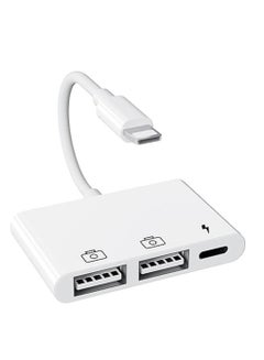 اشتري USB 3 Camera Adapter, 3 in 1 Lightning Female to USB OTG Cable Adapter for iPhone/iPad, Dual USB + Charging Port, Compatible with the latest iOS 16. في السعودية