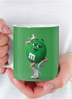 Buy M&M Green Mug Ceramic Coffee Tea Mug with Multi Color Handle 11Oz in Saudi Arabia