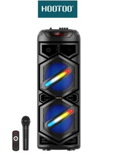 Buy HT-SP003 party speaker, works with Bluetooth, remote control, strong and clear sound, equipped with dazzling lights, supports external memory SD card, suitable for trips, gatherings and events. from H in Saudi Arabia