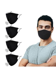 اشتري Black Face Mask Washable Reusable Men Women Adult Breathable Adjustable Facemask With Nose Wire Sports Athletic Gym Running Breathing Exercise Lightweight Comfortable Cotton Cloth Fabric Blank Madks في السعودية