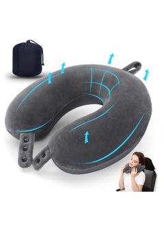 Buy Memory Foam Travel U Shape Neck Pillow for Head Support Soft Adjustable Pillow for Plane, Car  Home Recliner Grey 30x30x8cm in Saudi Arabia