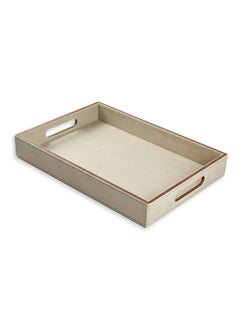 Buy Leather Serving Tray with Handles (Cream) in UAE
