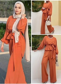 Buy 2PCS Women's Formal Muslim Clothes Dress Top Abaya Dress Robe Long Pan Prayer Clothes for Muslim Women Modest Islamic Dubai Abayas Outfits for Id al-Fitr Corban Festival in Saudi Arabia