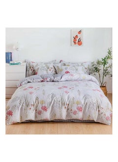 Buy 6-Piece Double Size Duvet Cover Set Microfiber Pumice 1 Duvet Cover 200x230 cm, 1 Flat Sheet 220x280 cm, 4 Pillow Cover 48x74 cm Multicolour in UAE