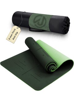 Buy Non-Slip Yoga Mat for Fitness and Exercise Eco-Friendly Exercise Mat Easy to Carry and Clean, 183cm L x 61cm W x 0.6cm Green in Saudi Arabia