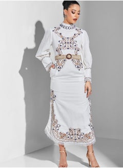 Buy Belted Embroidered Dress in Saudi Arabia