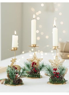 Buy 3PCS Candle Holder Metal Candlestick Holders Set with Pine Cones Decorations Holiday Table Centerpieces Candle Holder for Xmas Wedding Dining Room Place Setting Decor in UAE