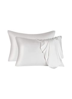 Buy 2 PCS Satin Silk Pillowcases Soft Breathable and Smooth Pillow Cases for Skin Care and Hair Pillow Covers with Zip Lock Ice Silk Soft Same like Mulberry Silk Double-Sided in UAE