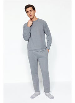 Buy Men's Dark Gray Regular Fit Knitted Pajamas Set in Egypt