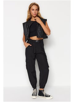 Buy Black Woven Cargo Trousers with Pocket TWOAW24PL00293 in Egypt