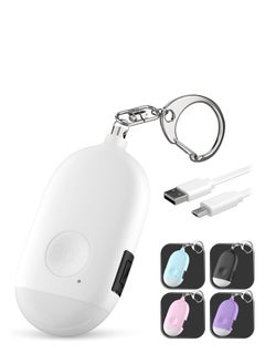 Buy Personal Alarm Keychain for Women Self Defense - USB Rechargeable 130 dB Loud Safety Siren Whistle with LED Light – Panic Button or Pull Pin Alert Device Key Chain (White) in Saudi Arabia